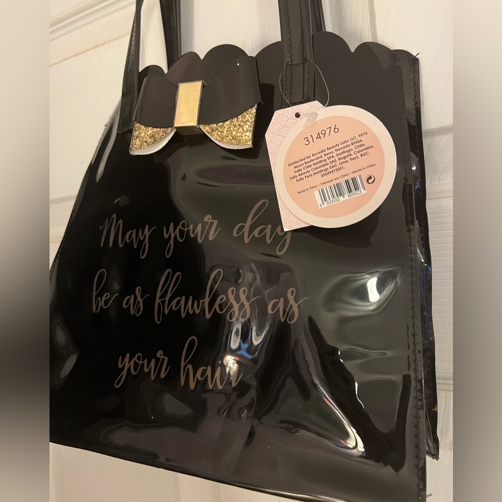 Sally Black Vinyl Beauty Bow Tote - NWT